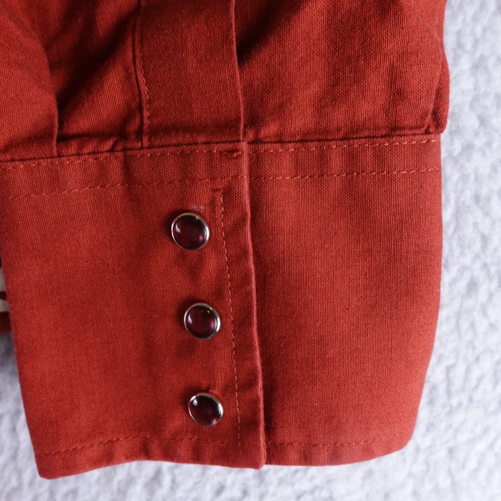 Wrangler Western Shirt Men XL Red Bull Rider Southwestern Pearl Snap Long Sleeve - Picture 7 of 8
